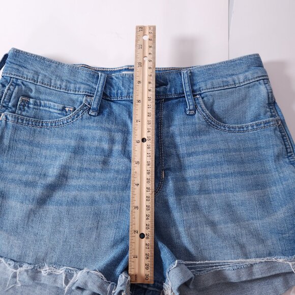 Hollister Womens Denim Jean Shorts Sz 3 W26 Blue Distressed Cutoff Y2K Casual - Picture 6 of 11